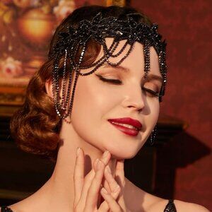 Retro Style Headpiece Headband Chain Vintage Hair Accessories Black